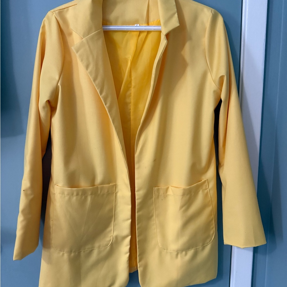 Yellow Women's Longline Open Blazer Jacket
